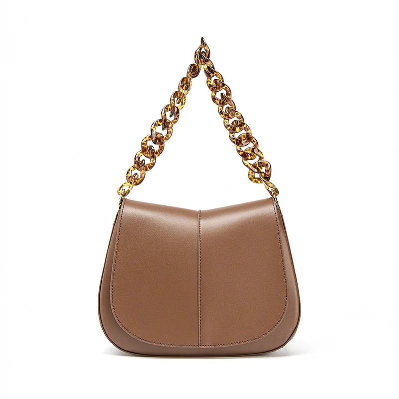 Shoulder Handbags Women Leather Texture Acrylic Chain Hand Carry Simple Female Shoulder Messenger Bags 62036