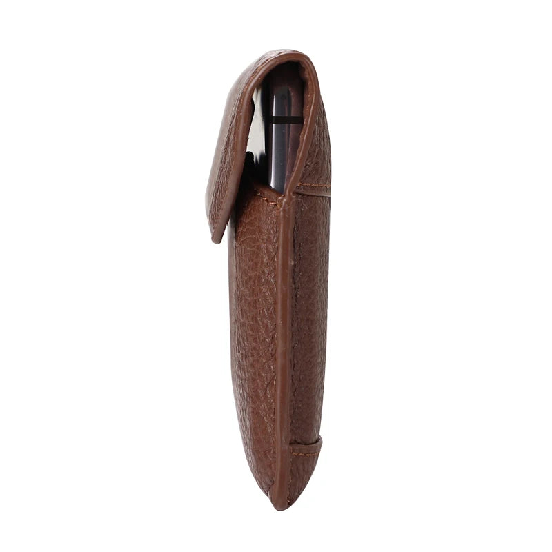 Genuine Leather Slim Phone Pouch Case For iphone 14 13 12 Pro Max Samsung S23 S22 Ultra Belt Clip Holster Cover Bag 4.7-7.2 inch
