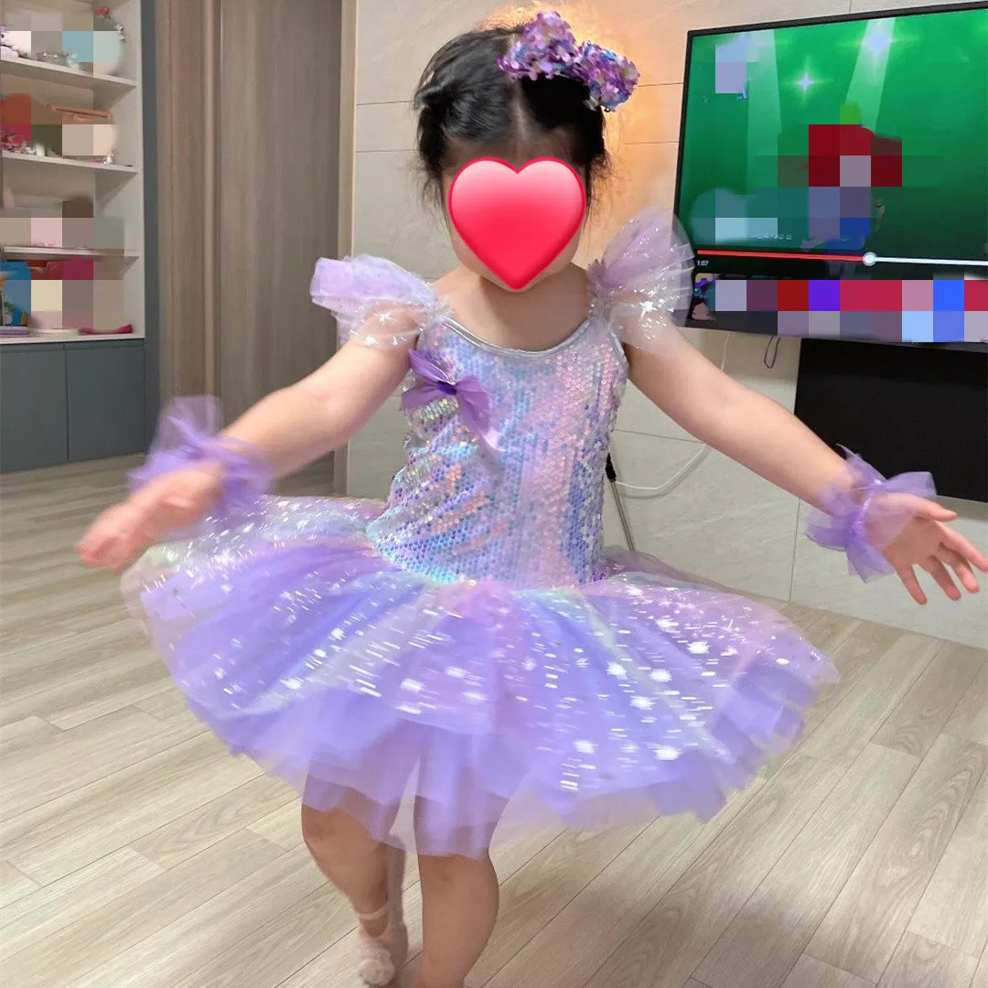 Children's Day Dance Dress Girl Ballet Princess Summer Dresses Girls Ballet Sequins Outfit Kids Clothes Vestidos Birthday Gift