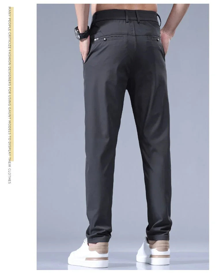 2026 Men's Summer Casual Pants Thin Ice Silk Men's Pants Fashion Straight  Elastic Men's New Pants Men's Pants