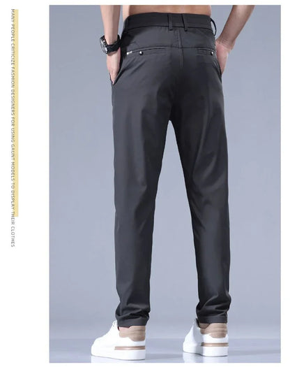 2026 Men's Summer Casual Pants Thin Ice Silk Men's Pants Fashion Straight  Elastic Men's New Pants Men's Pants