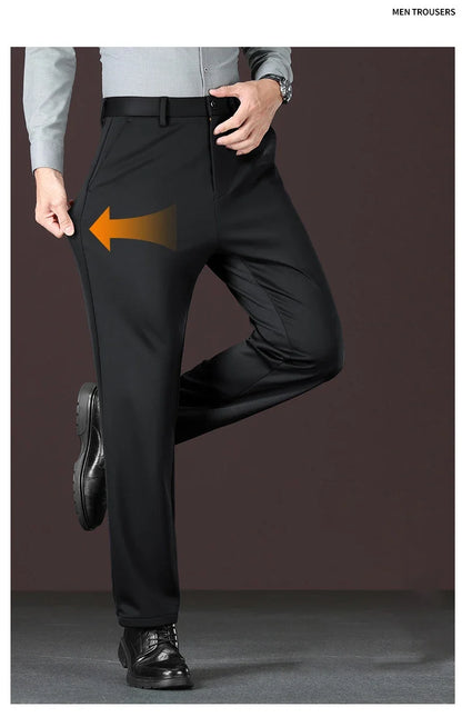 Men's New Loose Straight Leg Elastic Formal Pants, Business Tiger Head Western Style, All Seasons, Casual & Formal Wear
