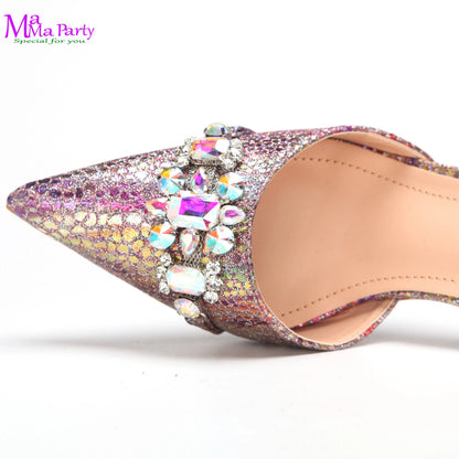 Wine Fashion Leisure Style 2025 New Coming Nigerian Women Shoes Matching Bag Set Pointed Toe High Quality  For Wedding Party