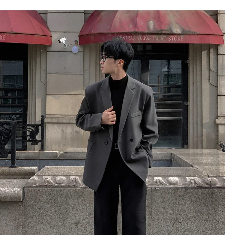 Spring Summer Men Formal Blazers Men Korean Fashion Loose Casual Dress Jacket Men Harajuku Social Suit Jacket Clothing