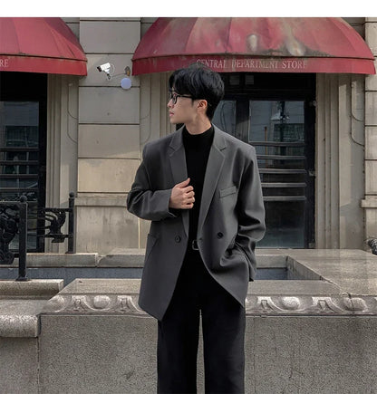 Spring Summer Men Formal Blazers Men Korean Fashion Loose Casual Dress Jacket Men Harajuku Social Suit Jacket Clothing