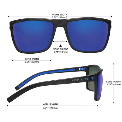Polarized Sunglasses for Men Shades Lightweight TR90 Frame UV400 Protection Square Outdoor Trave Driving Sun Glasses
