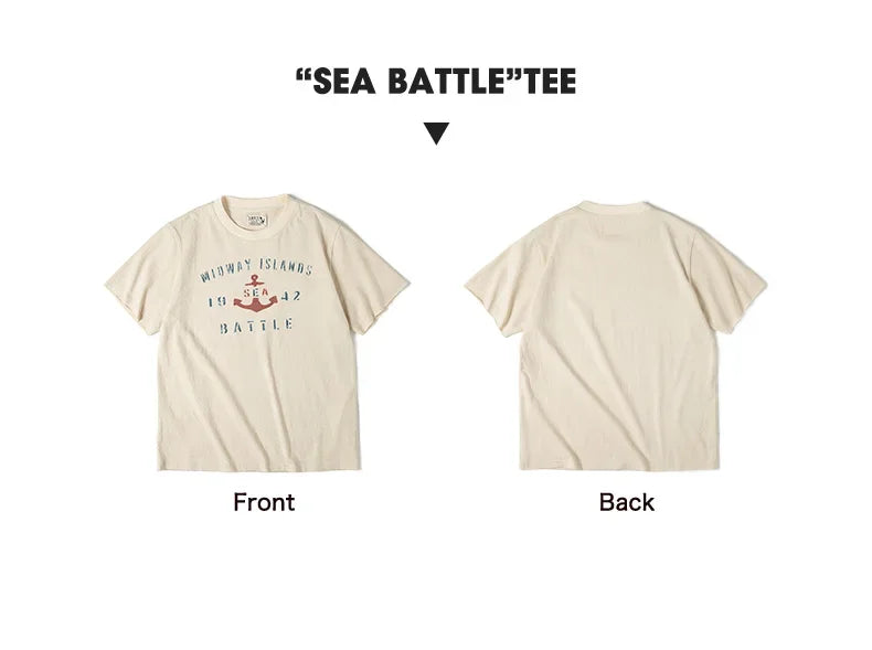 Vintage Letter Print Cotton Short Sleeve T-Shirt Men's Summer Loose Fit Ribbed Crew Neck Tee Casual Street Tops for Daily