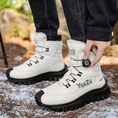 New Winter Oversized Men's Boots Waterproof Cold Resistant Plush and Warm Snow Boots Outdoor Thick Soled Casual Work Boots