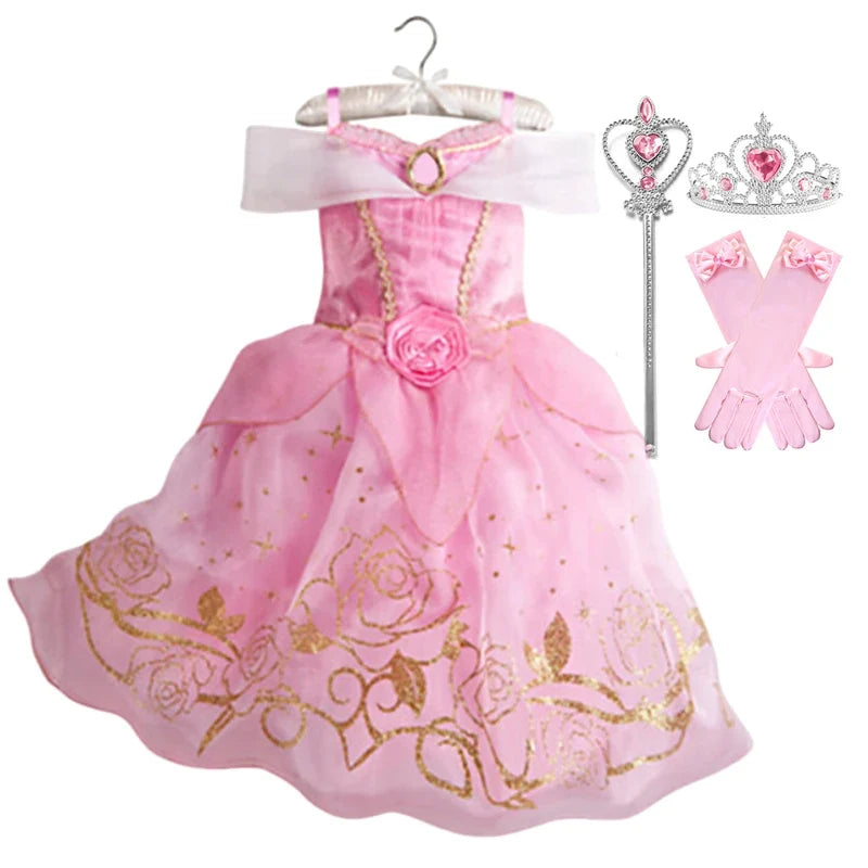 Children Halloween Disguise Aurora Cinderella Disney Princess Costume Festival Dress up Kids Girls Sleeping Beauty Frock 1-12Yrs