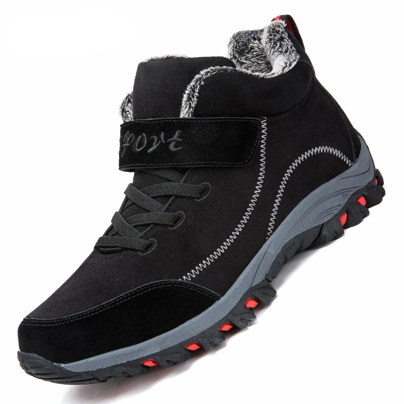 Waterproof Winter Men Boots Cow Suede Warm Snow Women Boots Men Work Casual Shoes High Top High-top Non-slip Ankle Boots