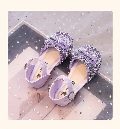 Princess Girls Party Shoes Children Sandals Gorgeous Rhinestone Low Heels Shoes Girl Sandals mary janes Dress Shoes Child I06106