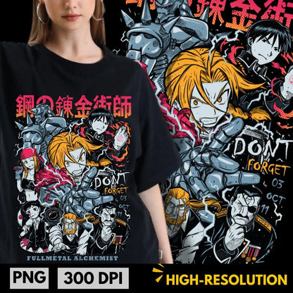 Classic Japan Anime FULLMETAL ALCHEMIST Manga Graphic Print T-shirt Men Women New Fashion O-neck Cotton Tee Oversized Casual Top