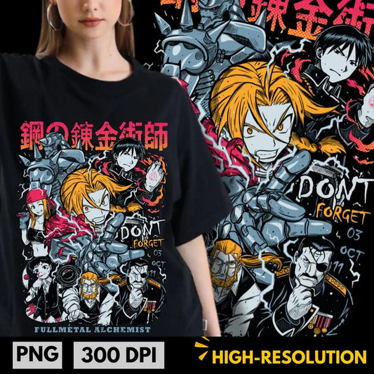 Classic Japan Anime FULLMETAL ALCHEMIST Manga Graphic Print T-shirt Men Women New Fashion O-neck Cotton Tee Oversized Casual Top