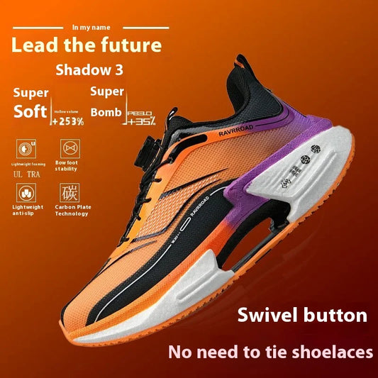 Family carbon plate running shoes for Boys Big Boys Student rotating button Technology TPU+ Popcorn high pop sneakers for girls