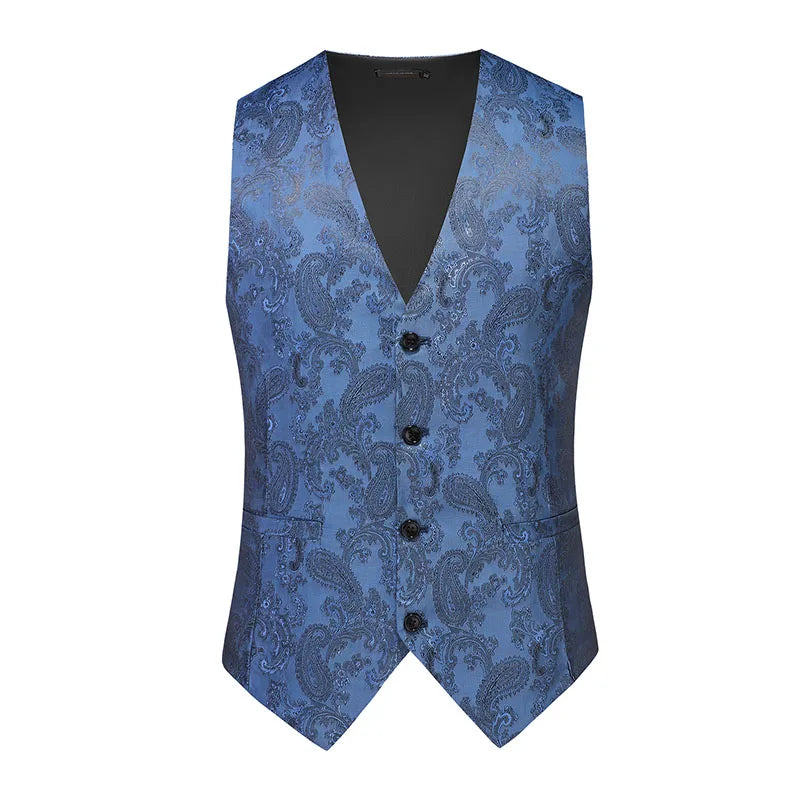 2026 New Mens Gold Steampunk Vest, Asian Size Blue Sleeveless Slim Dress Vests, Red Silver Waistcoat
