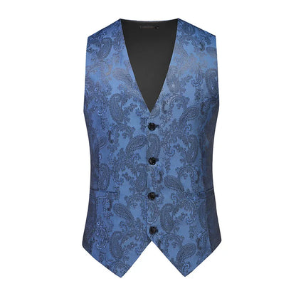2026 Men's Red Sleeveless Suit Vest, Korean Slim Hot Stamping Printed Vests, Silver Blue Beige Waistcoat, Asian Size M-6XL