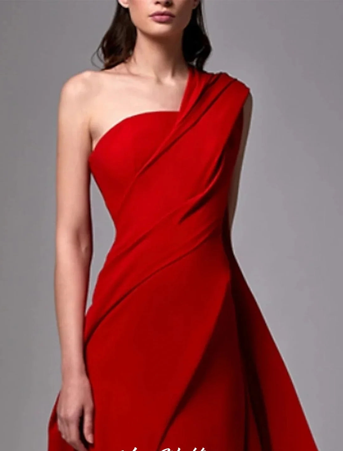Red One Shoulder Prom Dresses Elegant Spandex Sleeveless Pleats Floor Length Evening Dresses 2025 Wedding Guest Dress Customized