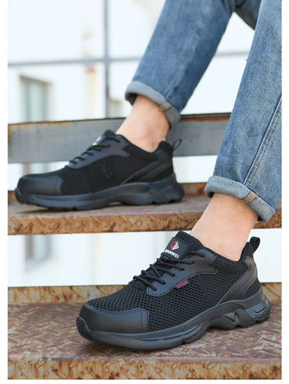 anti puncture men safety shoes summer breathable mesh work shoes industrial plastic toe sneakers construction insulated shoes