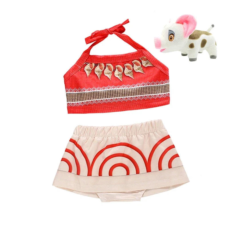 Girls Party Dresses Halloween Girls Little Moana Dress for Beach Summer Outfit Carnival Costumes Party Princess Vaiana Dress