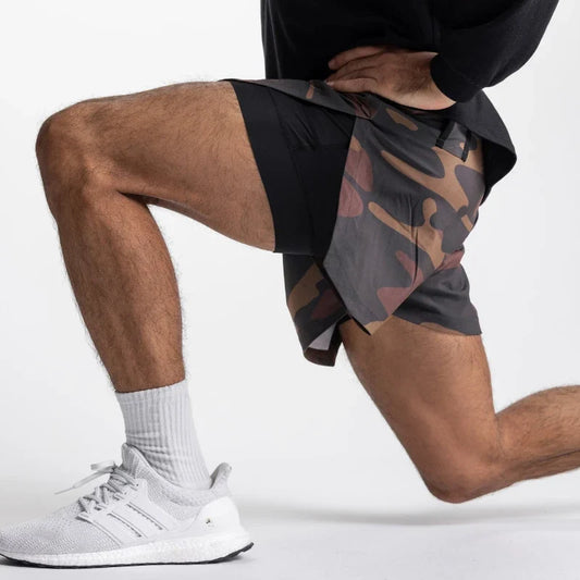 Mens Gym 2 in 1 Jogger Sport Short Pants Man Quick Dry Running Workout Basketball Shorts Male Gym Fitness Sweatpant Bottoms