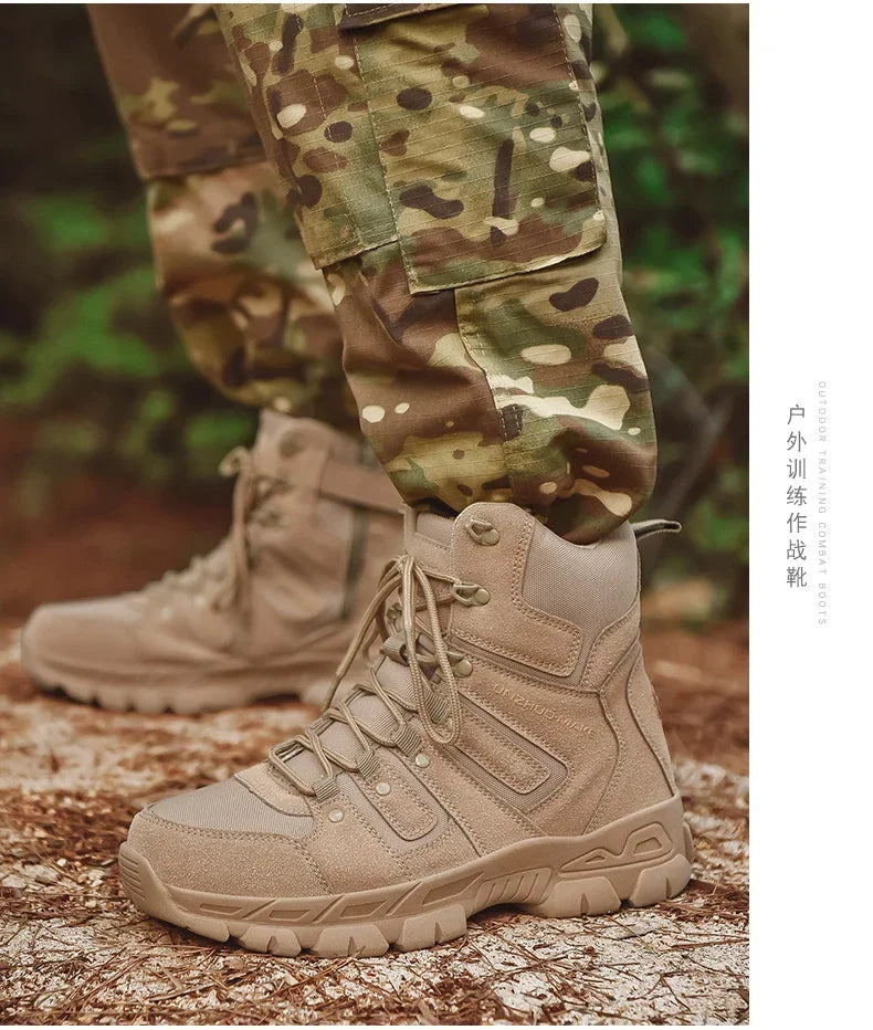 Men Hunting Hiking Shoes Brand Tactical Boots Waterproof Lace Up Desert Unisex Size Plus Army Boots Motorcycle Climbing Shoes