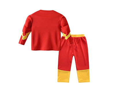 The Superhero Flash Men Cosplay Costume Kids Boys Girls Tops Pants With Mask Allen Muscle Suit Halloween Party Children Casual