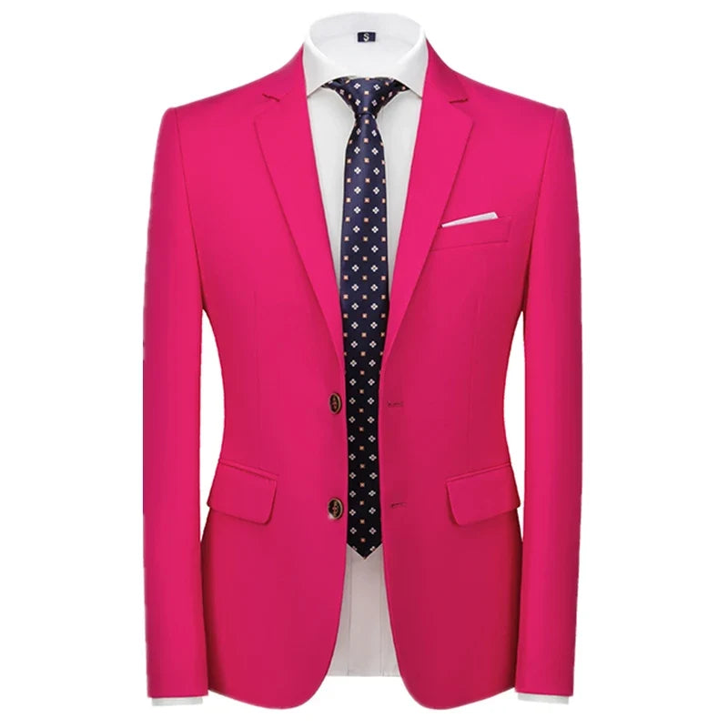 2026 New Men's Green Suit Jacket, Two Button V-Neck Coat, Wedding Party Formal Dress Tops Blue Red Yellow Green Blazers