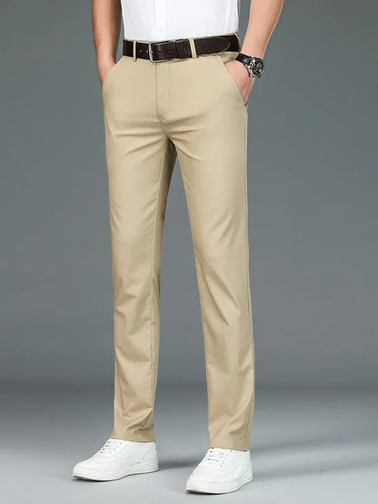 High Quality Luxury Straight Business Suit Pants Men Bamboo Fiber Designer Spring Summer Elegant Casual Long Formal Trouser Male