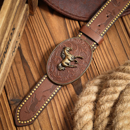 A casual, individual and retro belt, a Western-style clothing accessory, metal buckle, PU belt, suitable for both men and women