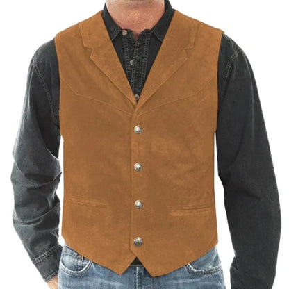 Men Vest Brown Frosted Velvet Solid With Lapel Business Casual Waistcoat For Formal Wedding Party Banquet Work Men Suit