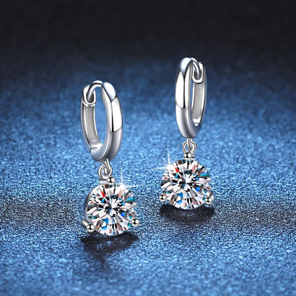 Trendy 3 Prong 0.5-2CT D Color Moissanite Diamond Drop Earrings for Women Wedding Fine Jewelry S925 Sterling Silver Earring