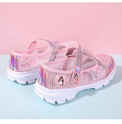 Summer Brand Non-slip Beach Shoes Children Sandals Girls Casual Shoes Kids Flowers Princess Flat Shoes Size 26-36