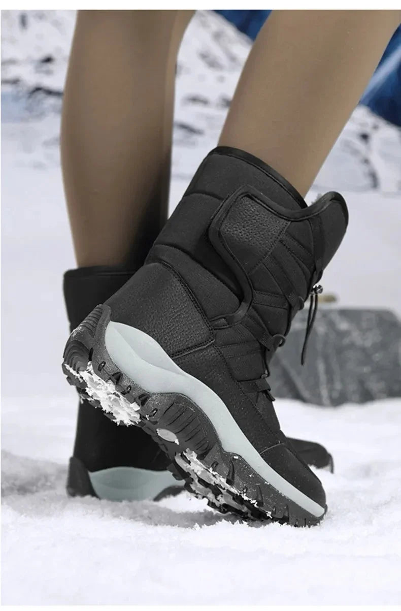 New Warm Men Plush Snow Boots High Top Winter Men's Boots Waterproof Winter Motorcycle Boots Outdoor Anti-Slip Men Hiking Boots