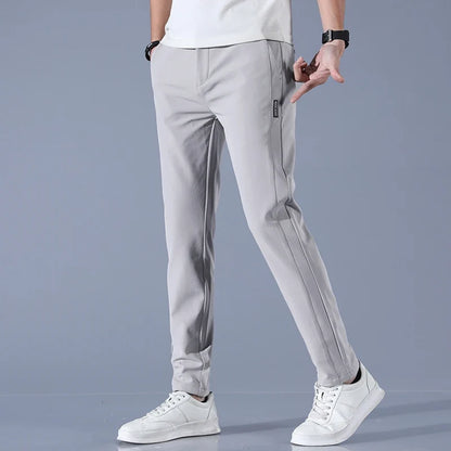 2026 Spring Summer Men's Ice Silk Golf Casual Slim Straight Thin Trousers Male Fashion Stretch Breathable Jogging 28-38