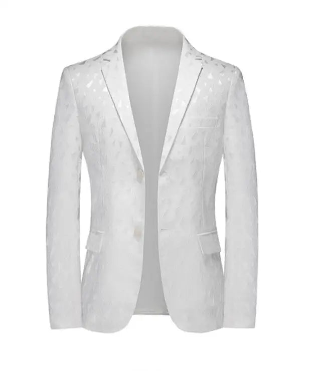 Classic Black Jacquard Suit Male Business Casual Coat Fashion Men Wedding Party Tuxedo Dress Blazers Slim Fit Tops