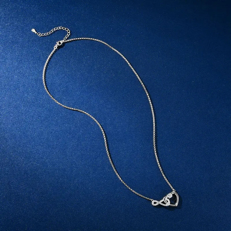Certified 4mm&1.3mm VVS1 D Moissanite Necklace Collar Plata 925 Sterling Silver Infinity Heart Shaped Pendant Necklaces