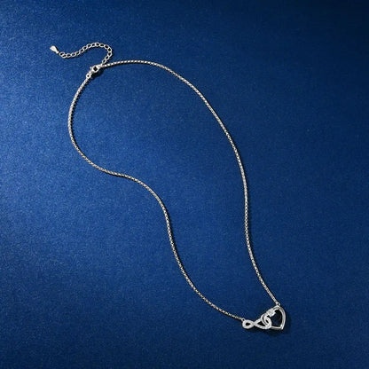 Certified 4mm&1.3mm VVS1 D Moissanite Necklace Collar Plata 925 Sterling Silver Infinity Heart Shaped Pendant Necklaces