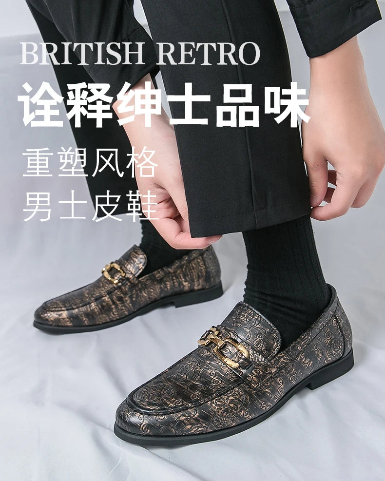 Leather Shoes Men's Business Shoes Luxury Brand Loafers Dress Moccasins Breathable Slip on Black Driving Shoes Male Formal Shoes