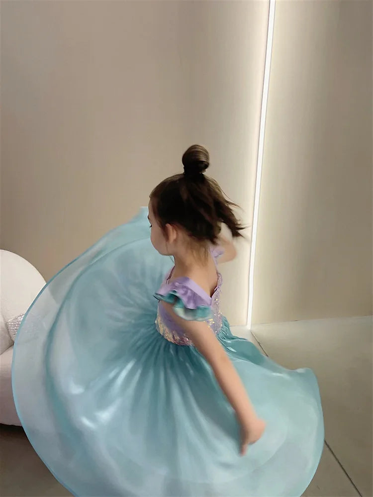 Little Mermaid Ariel Princess Costume Kids Dress For Girls Cosplay Children Carnival Birthday Party Clothes Mermaid Summer Dress