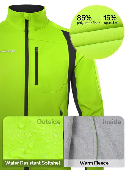 BERGRISAR Men's Winter Cycling Jacket Softshell Windproof Thermal Fleece Bike Jacket Running Jacket Windbreaker BGA025