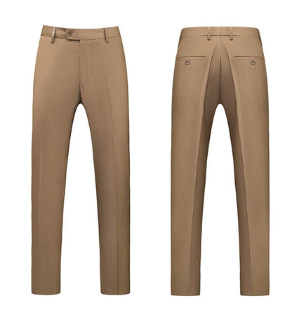 British Style Solid High Waist Trousers Men Formal Trousers High Quality Slim Fit Business Casual Suit Pants Groom Wedding Dress