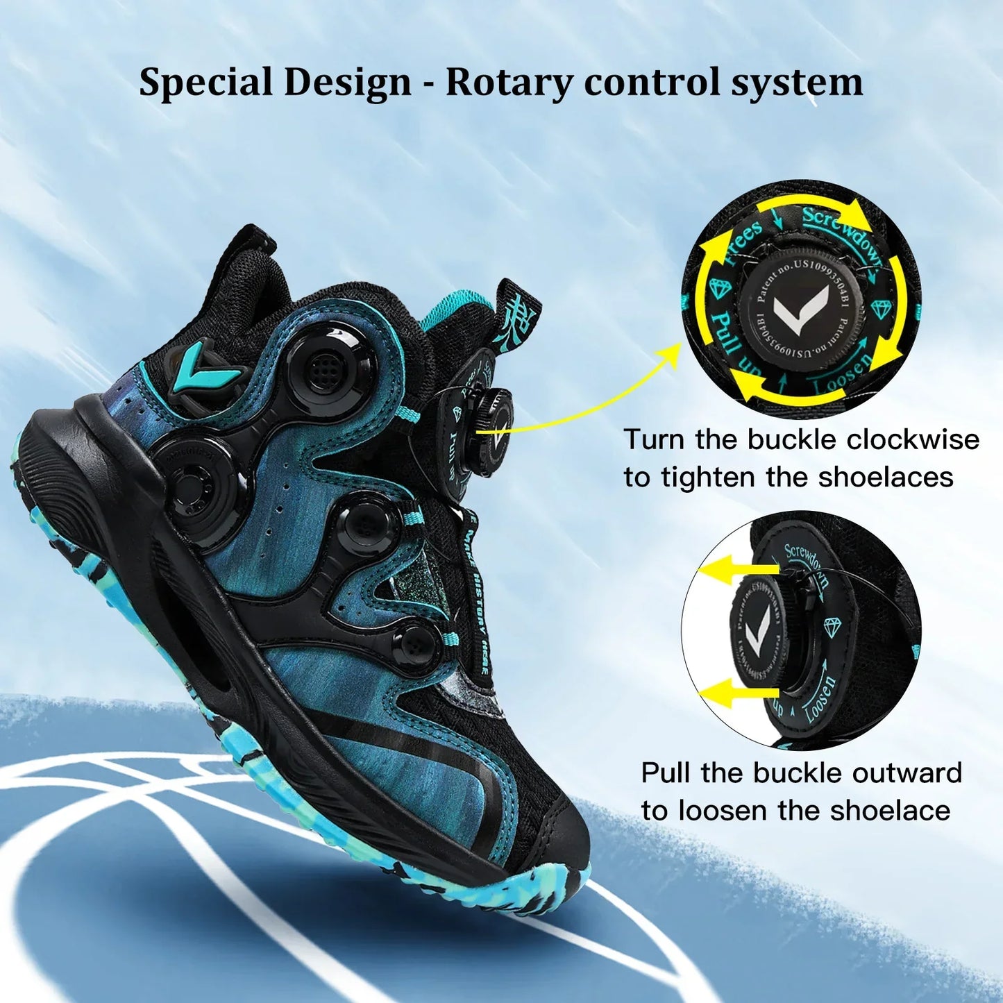 Kids Basketball Shoes Boys Air Cushion Sneakers Non-Slip Comfortable Outdoor Sports Shoes