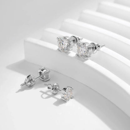 1.00Ct 2.00Ct Moissanite D Color Lab Diamond Stud Earrings For Women 925 Sterling Silver Basic Design Wedding Jewelry