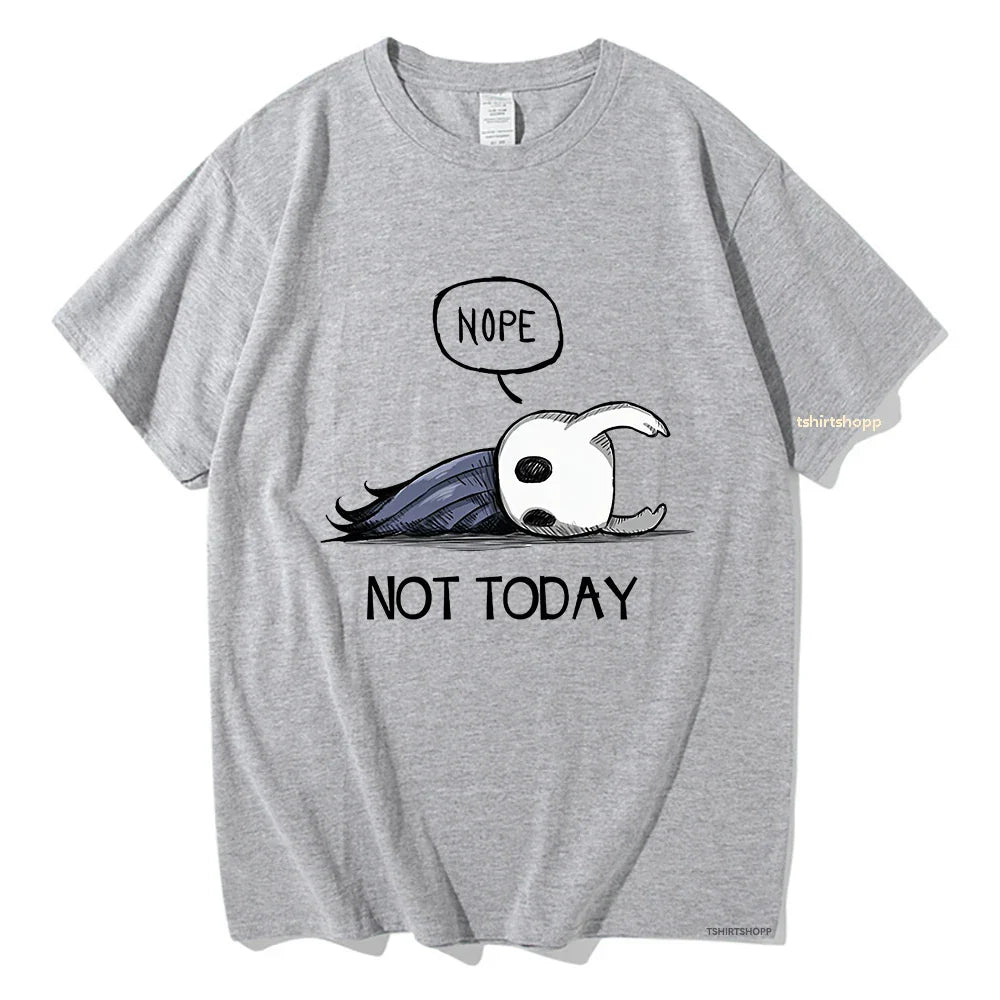 No not today. T-shirt anime Hollow Knight men Harajuku Aesthetic short-sleeved top 100% cotton T-shirt retro streetwear