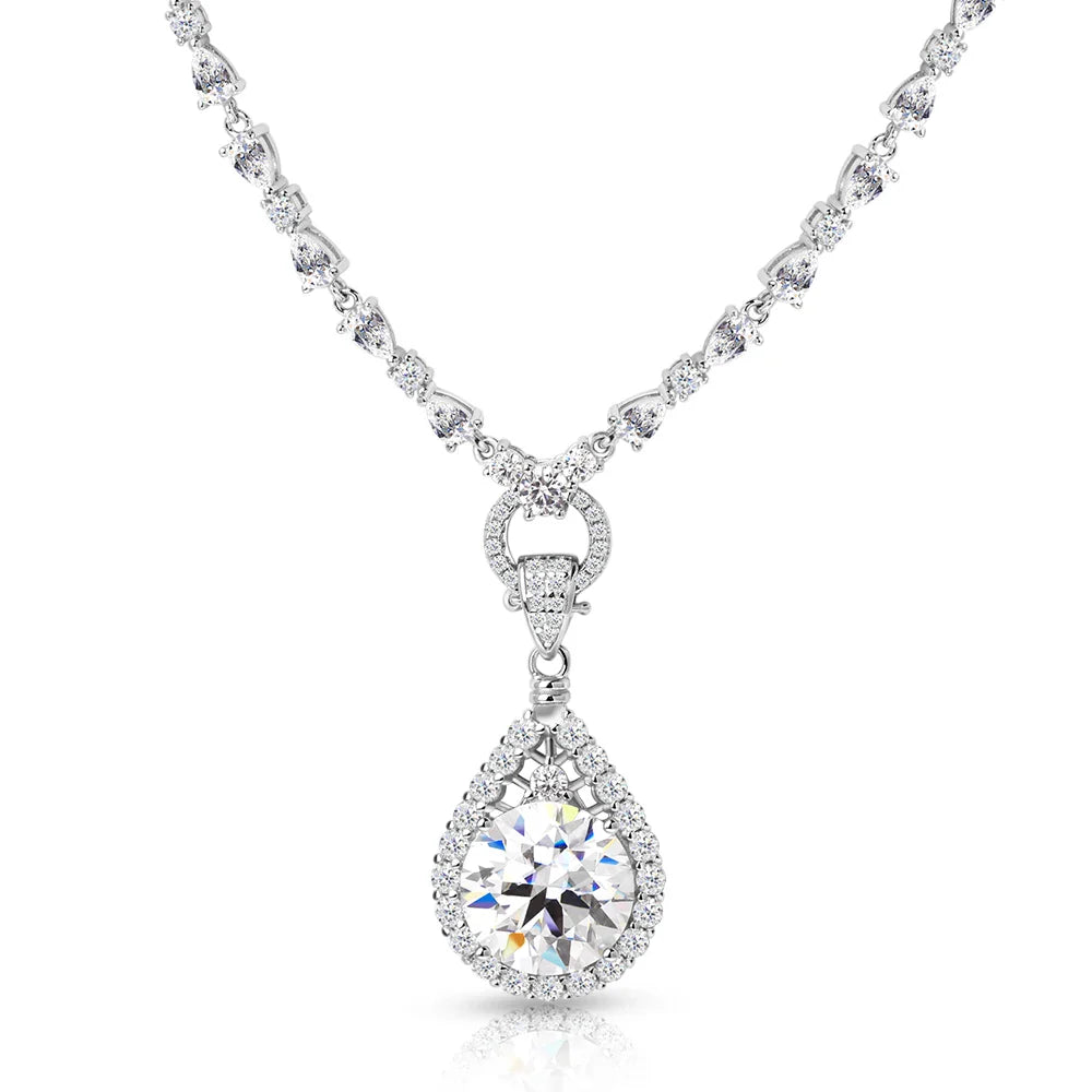 1-10carat Waterdrop Moissanite Diamond Pendant Necklace with High Carbon Tennis Neckchain 925 Sterling Silver Necklace for Women