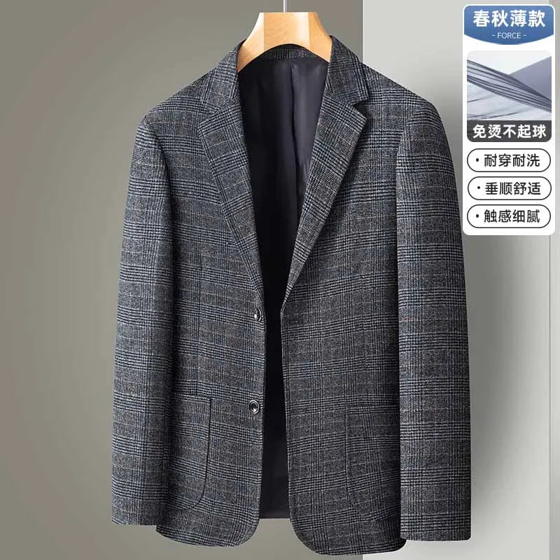 Men's Casual Loose Fit Blazer 13 Colors All-Season Plaid Suit Jacket for Men