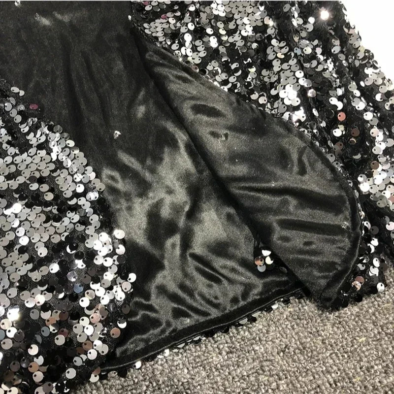 Street Fashion Joker Short Edition Sequins Small Suit Sparkling Bead Piece Suit Small Jacket Tank Top Jazz Dance Performance
