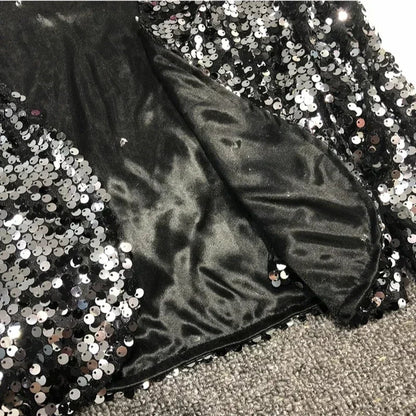 Street Fashion Joker Short Edition Sequins Small Suit Sparkling Bead Piece Suit Small Jacket Tank Top Jazz Dance Performance