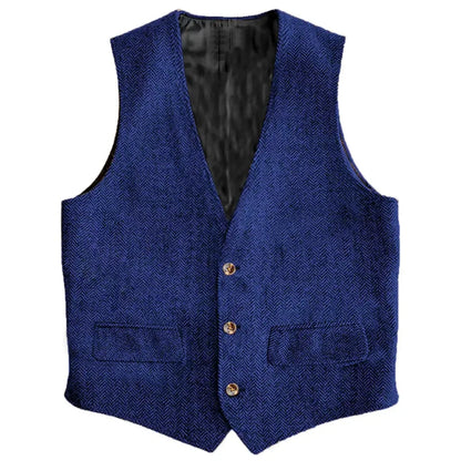 Men Vest Brown Herringbone Single Button Waistcoat Vintage Regular Slim For Wedding Banquet Work Business Casual Men Suit Vest