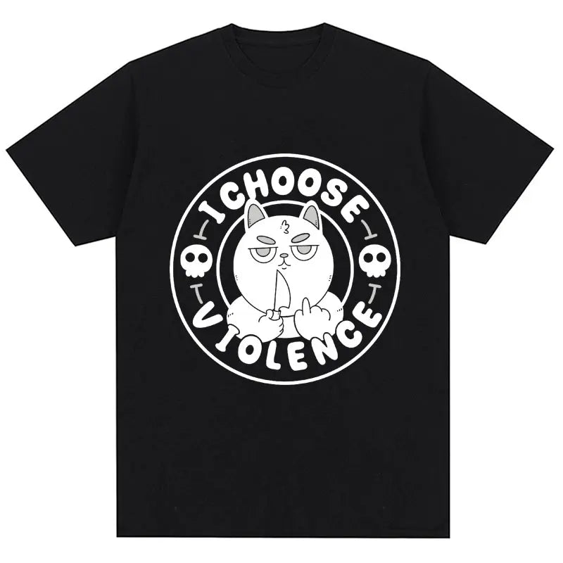 I Choose Violence T Shirt Funny Duck Humor Slogan Short Sleeve T-shirts Men Women 100% Cotton Loose Oversized T-shirt Streetwear